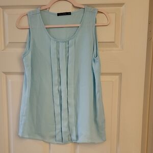 Cortelle Light Blue Pleated Sleeveless Blouse